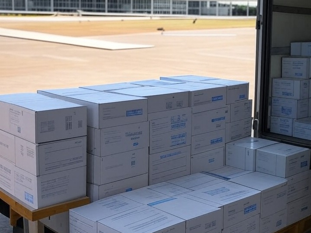 Caixas de vacinas contra febre amarela chegando a Brasília para conter ameaça de surto no Distrito Federal.