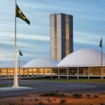 Edifício do Congresso Nacional em Brasília, simbolizando candidatura ao Senado no Brasil.