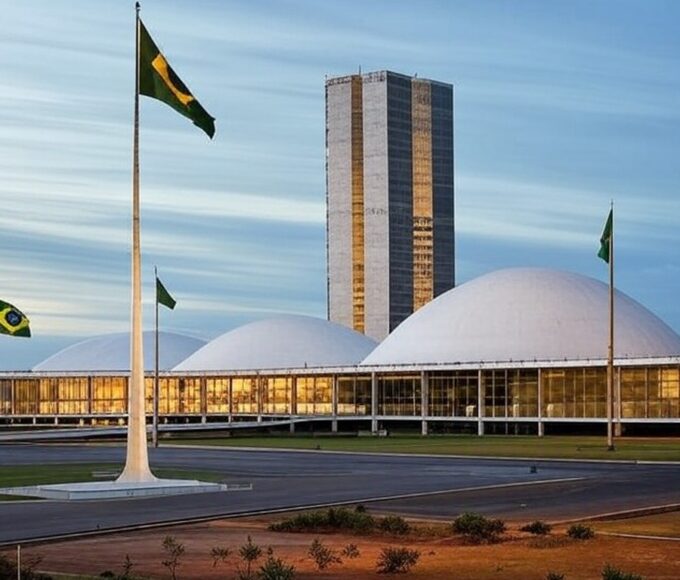 Edifício do Congresso Nacional em Brasília, simbolizando candidatura ao Senado no Brasil.