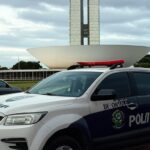 Viatura policial em Brasília, simbolizando prisão de piloto da Fórmula Delta por agressão que deixou adolescente em coma.