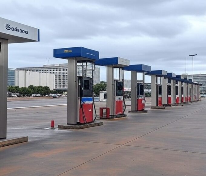 Postos de gasolina em Brasília ilustrando denúncia de cartel de combustíveis no DF.