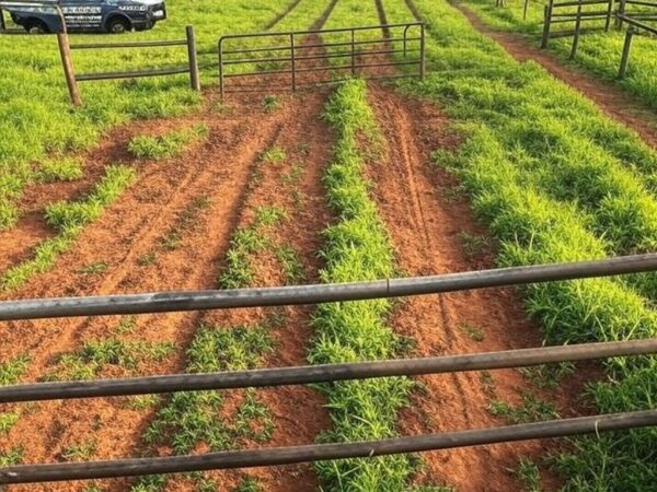 Viatura policial em operação contra furto de gado em fazenda no Distrito Federal.
