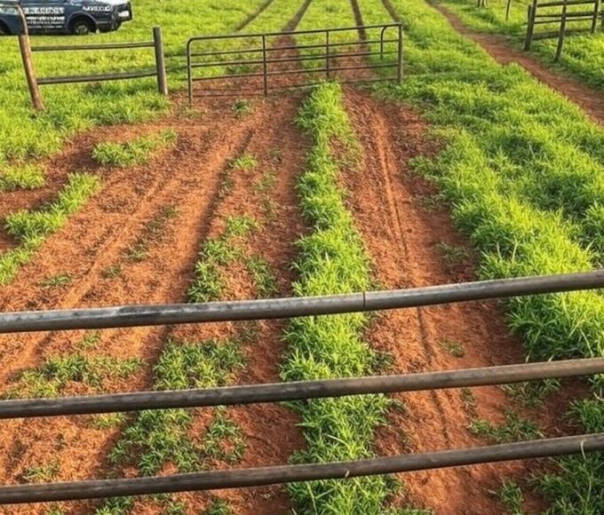 Viatura policial em operação contra furto de gado em fazenda no Distrito Federal.