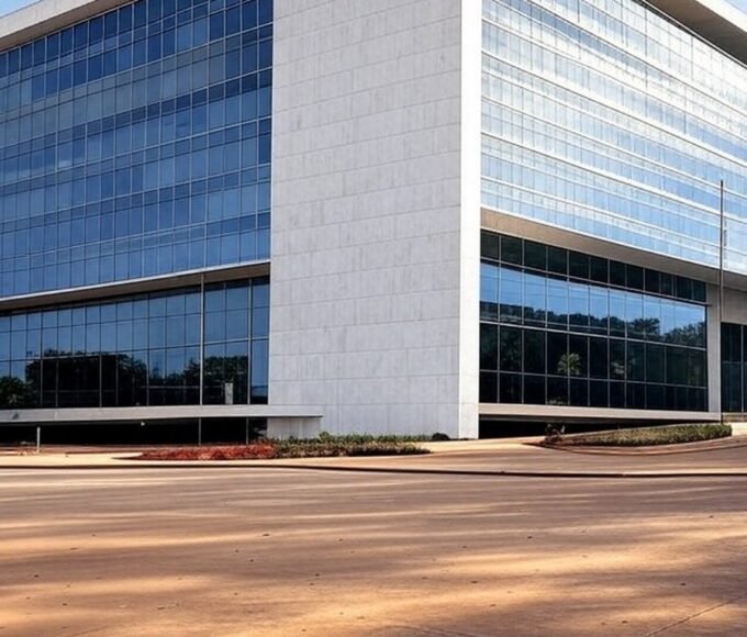 Edifício do TCU em Brasília com vista para o Banco Central, representando suspensão de inspeção por falta de provas.