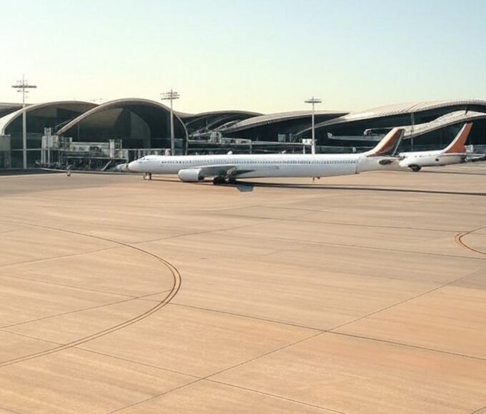 Aeroporto de Brasília com aviões na pista e terminal moderno, eleito o segundo mais pontual do mundo pela Cirium.