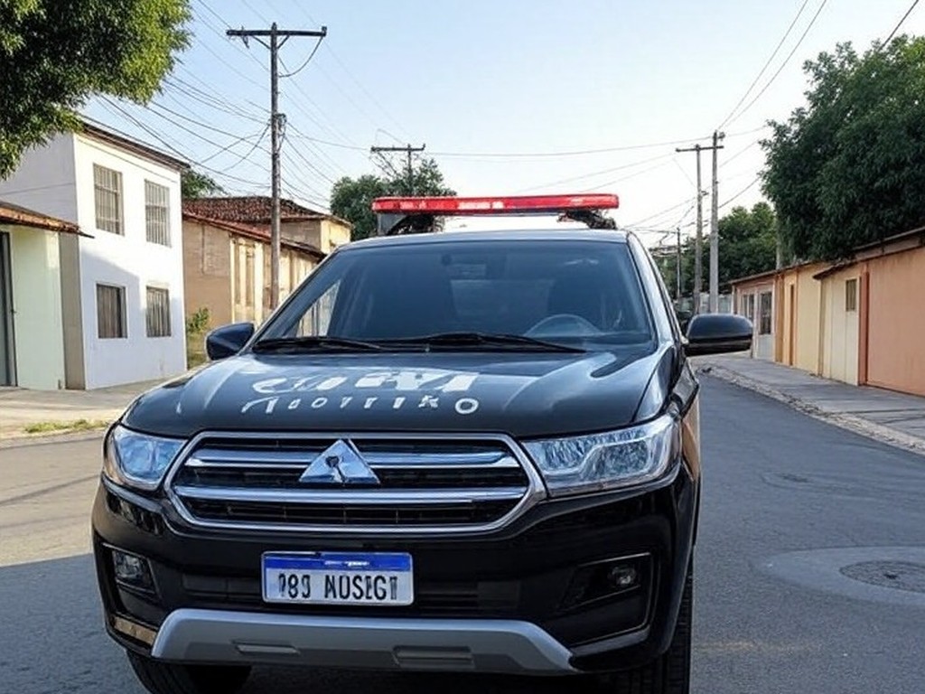 Viatura da PCDF em rua de São Sebastião durante prisão de foragido acusado de estupro.