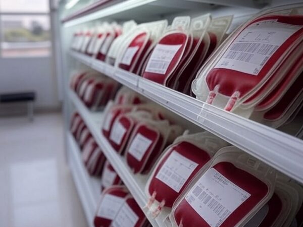 Bolsas de sangue quase vazias em hemocentro de Brasília, alertando para estoques baixos e convocando doadores no DF.