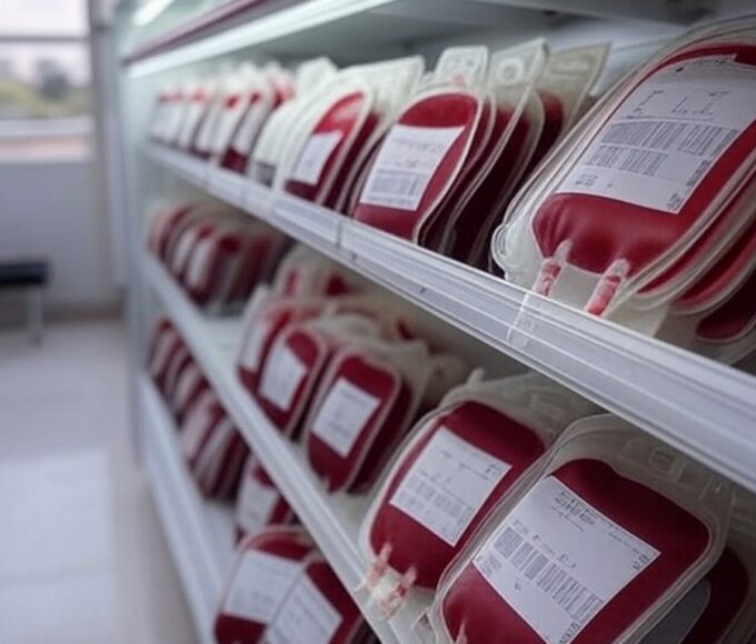Bolsas de sangue quase vazias em hemocentro de Brasília, alertando para estoques baixos e convocando doadores no DF.