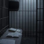 Cela de prisão brasileira com bíblia, documentos jurídicos e TV antiga, representando recomendações da PGR para assistência religiosa e redução de pena, sem Smart TV.