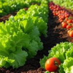 Lavoura orgânica no DF com vegetais frescos e solo fértil, representando certificação de produtores pela Emater-DF.