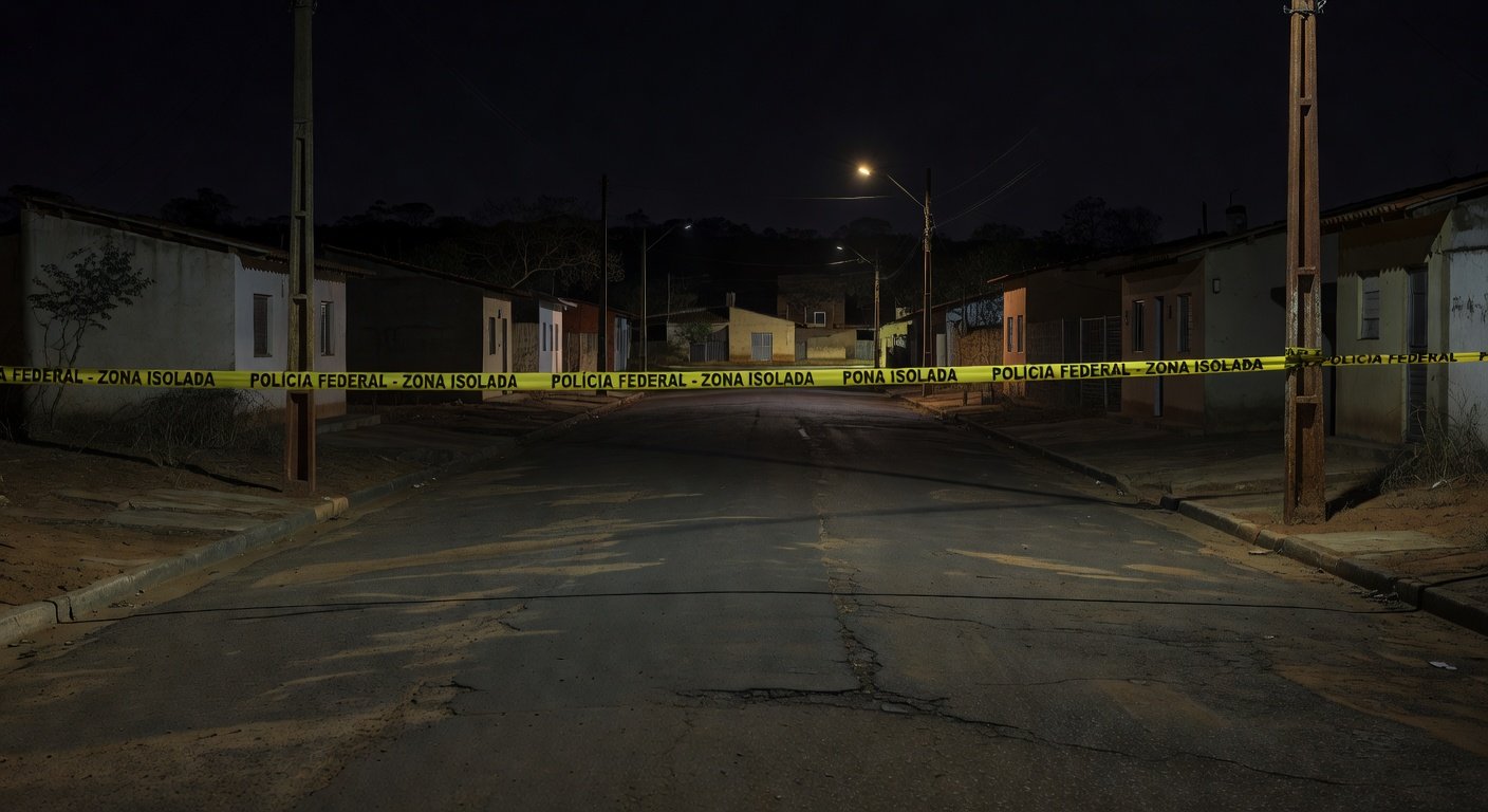 Rua vazia em Sobradinho à noite, representando local de briga fatal incentivada e filmada.