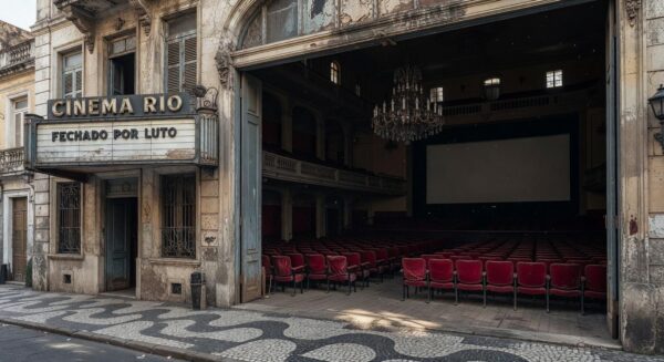 Sala de cinema vazia em São Paulo simbolizando luto pela morte de Robert Duvall, ator de O Poderoso Chefão.