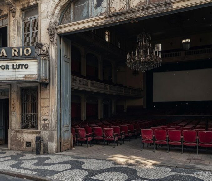Sala de cinema vazia em São Paulo simbolizando luto pela morte de Robert Duvall, ator de O Poderoso Chefão.