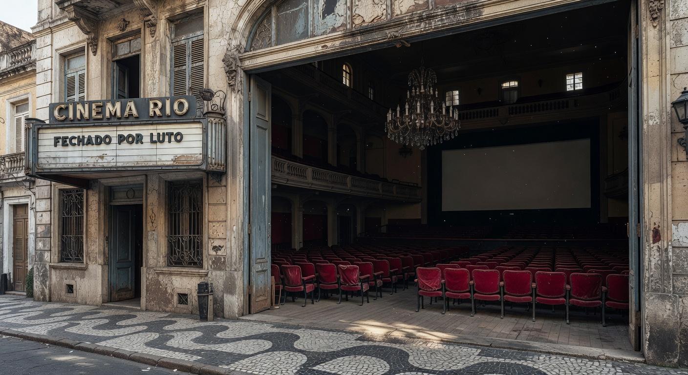 Sala de cinema vazia em São Paulo simbolizando luto pela morte de Robert Duvall, ator de O Poderoso Chefão.
