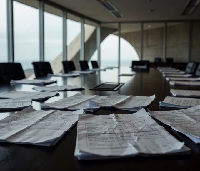 Edifício do BRB próximo à CLDF em Brasília, sob céu nublado, representando suspeitas de influência bancária.