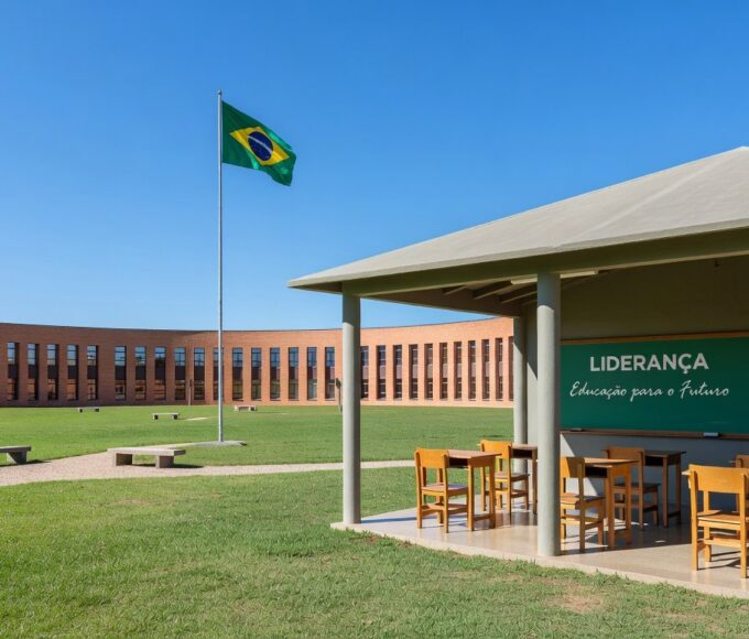 Escola pública em Brasília representando liderança feminina na educação do DF.