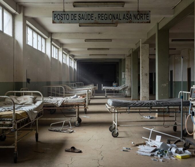 Edifício da CLDF em Brasília com faixas simbólicas do Dia das Doenças Raras, destacando falhas no apoio a pacientes.