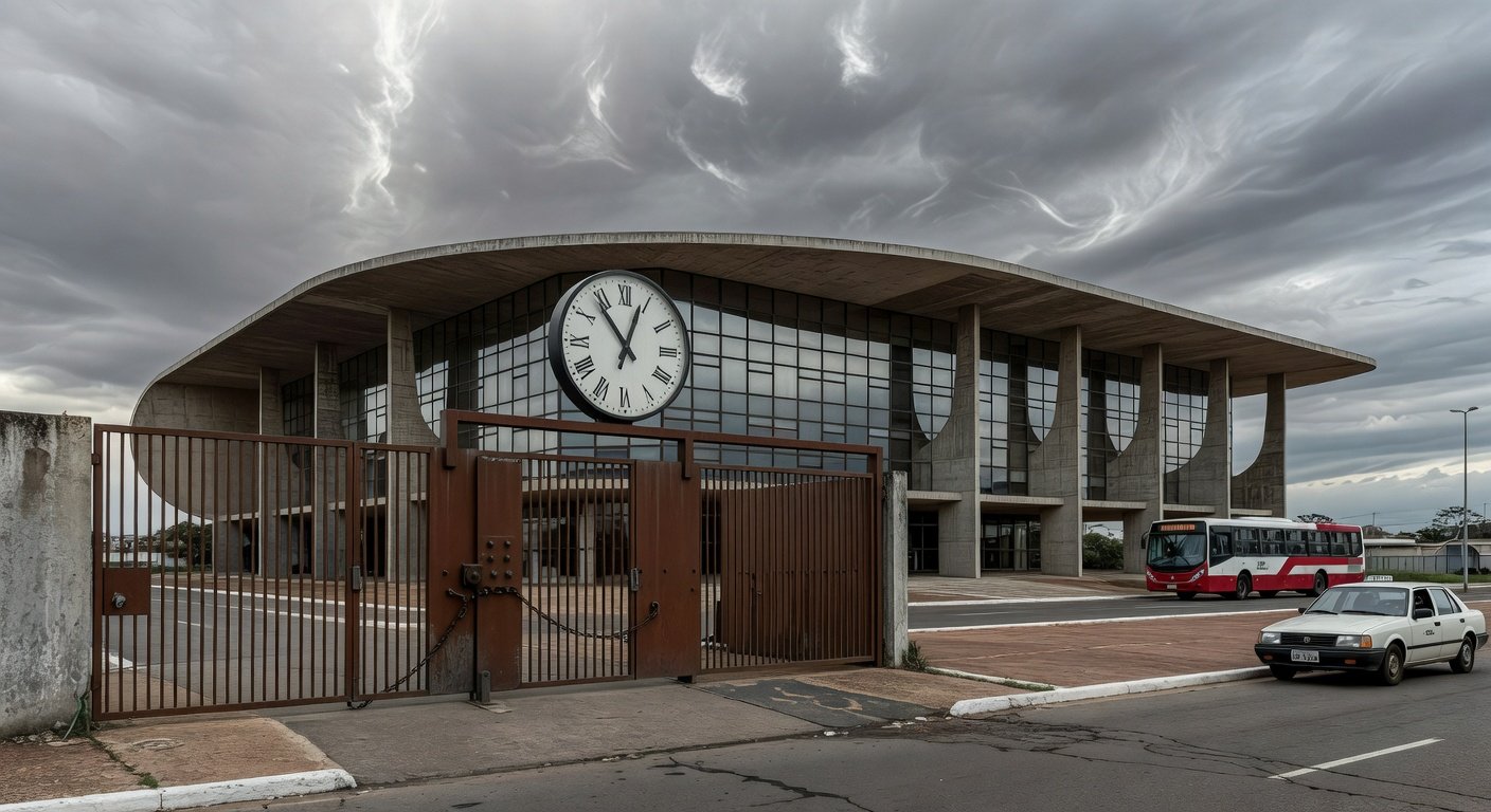 Tubulação de saneamento danificada em rua de Brasília, com vazamento de água suja, representando falhas no sistema.