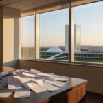 Urna de sorteio do Nota Legal DF com Congresso Nacional de Brasília ao fundo, representando recorde de 1,6 milhão de participantes.