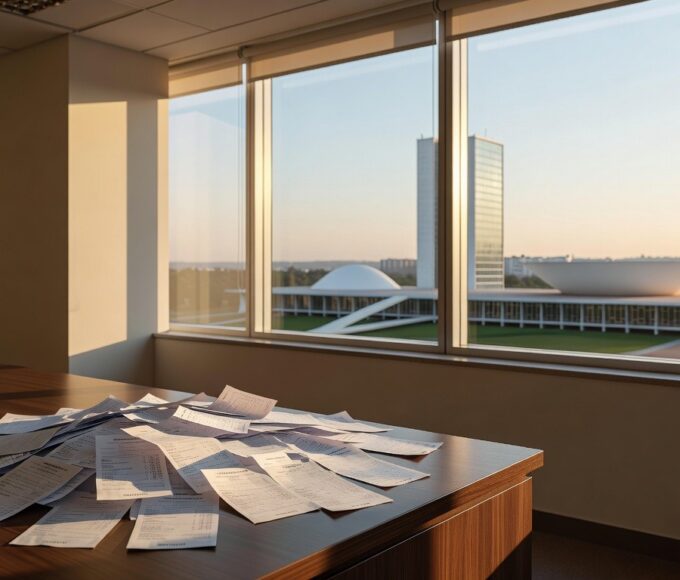 Urna de sorteio do Nota Legal DF com Congresso Nacional de Brasília ao fundo, representando recorde de 1,6 milhão de participantes.