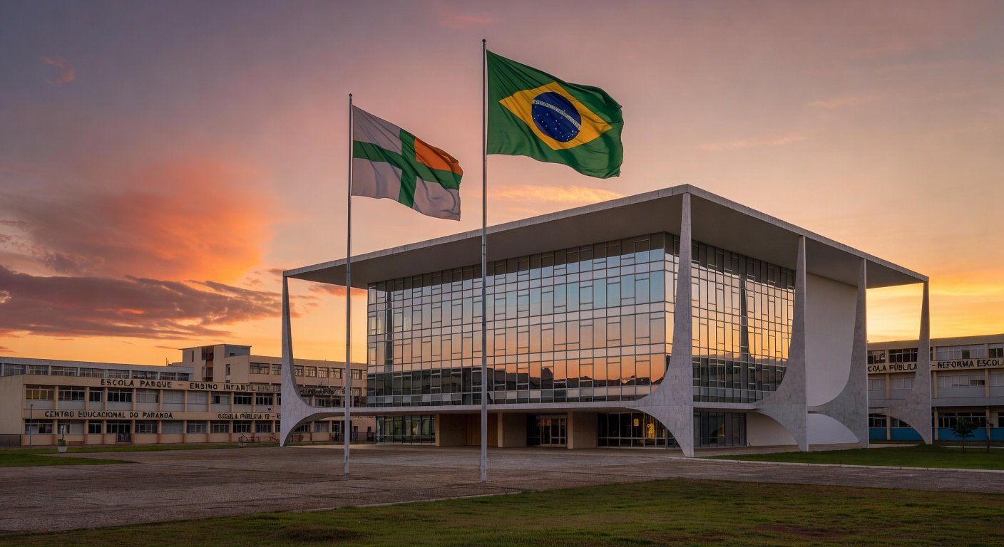 Vista do Palácio do Buriti em Brasília, representando envio de projeto de lei para reajuste em funções gratificadas escolares no DF.