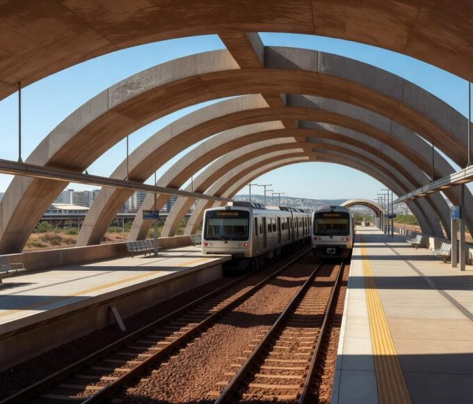 Estação de metrô em Brasília com trilhos enferrujados, expondo falhas crônicas em aquisições públicas da Metrô-DF.