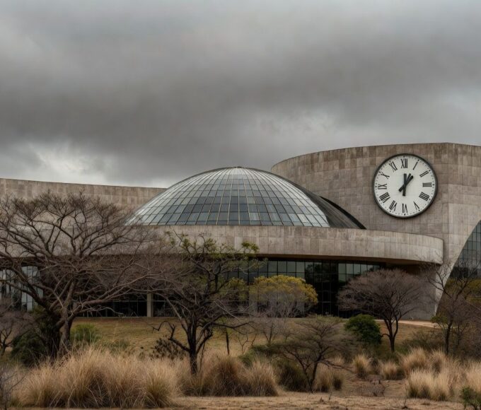 Fachada da Câmara Legislativa do DF sob céu nublado, simbolizando lei contra exclusão de idosos e preconceito persistente.
