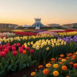 Jardim florido em Brasília simbolizando o Programa Viva Flor, que zera feminicídios e protege mulheres no DF.