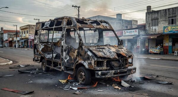 Food-truck Dog do Cangaceiro devastado por incêndio em rua de Ceilândia, Brasília.