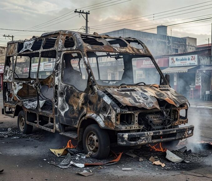 Food-truck Dog do Cangaceiro devastado por incêndio em rua de Ceilândia, Brasília.