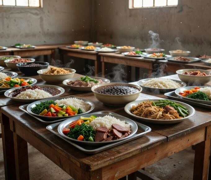 Bandejas com refeições do programa contra fome do Governo do DF