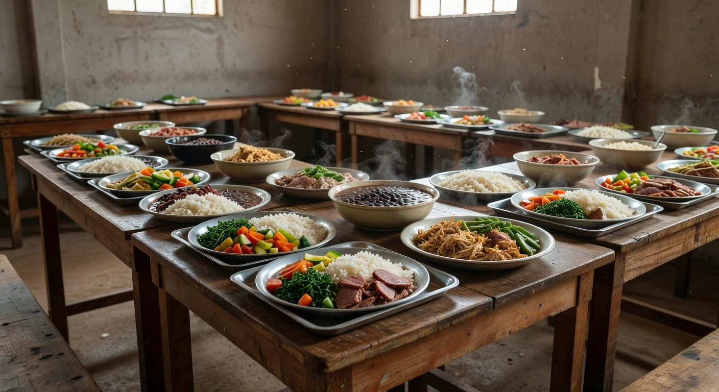 Bandejas com refeições do programa contra fome do Governo do DF