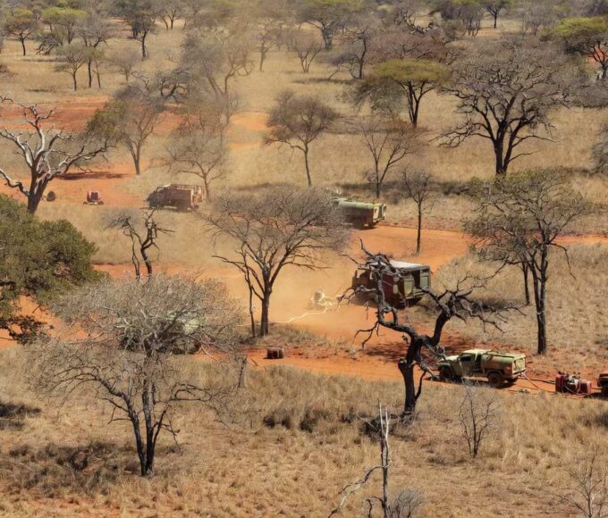 Paisagem do Cerrado no DF com vegetação durante operação contra incêndios