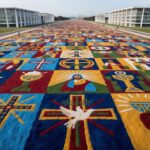1 de 1 montagem-do-tradicional-tapete-de-corpus-christi-na-esplanada-dos-ministerios-em-brasilia-metropoles-8 - Foto: HUGO BARRETO / METRÓPOLES @hugobarretophoto
