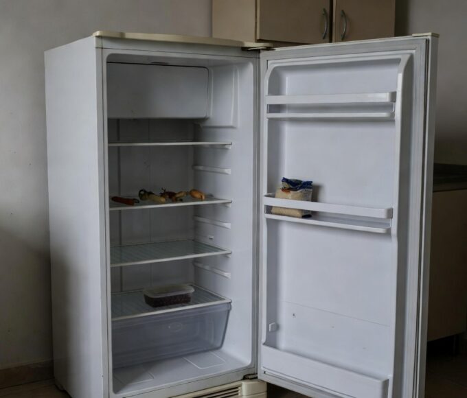 Mesa com pratos vazios e comida escassa em cozinha no DF representando insegurança alimentar