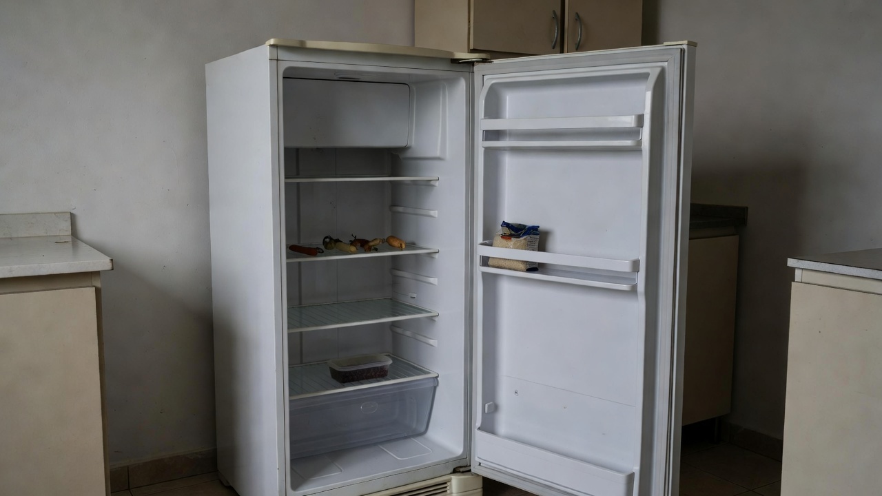Mesa com pratos vazios e comida escassa em cozinha no DF representando insegurança alimentar
