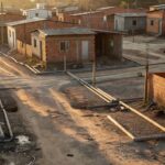 Bairro de Ceilândia com casas modestas e ruas de terra, contexto de famílias vulneráveis do Projeto Golfinho