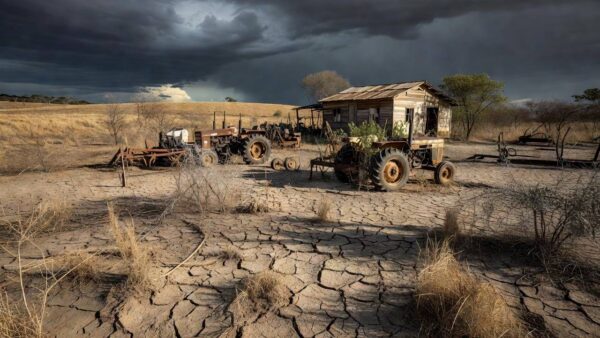 Paisagem rural do DF com campos e fazenda, simbolizando burocracia no empreendedorismo agrícola