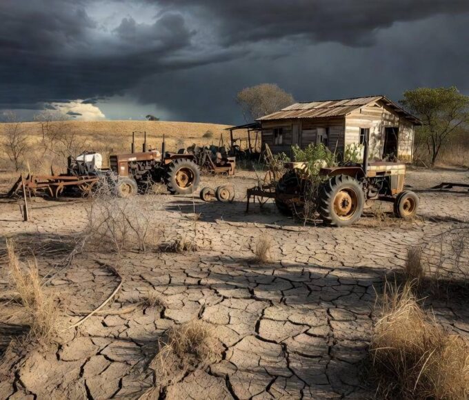 Paisagem rural do DF com campos e fazenda, simbolizando burocracia no empreendedorismo agrícola