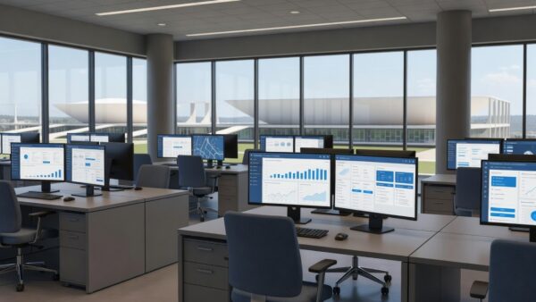 Monitores com plataformas digitais integradas de serviços públicos do GDF em Brasília