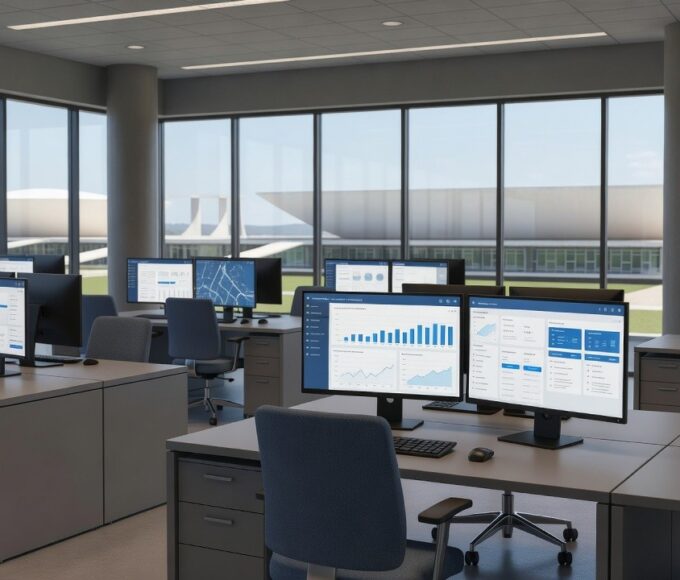 Monitores com plataformas digitais integradas de serviços públicos do GDF em Brasília
