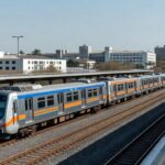 Trens modernos do Metrô-DF em estação de Brasília