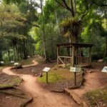 Parque educador com trilhas e vegetação nativa no Brasil