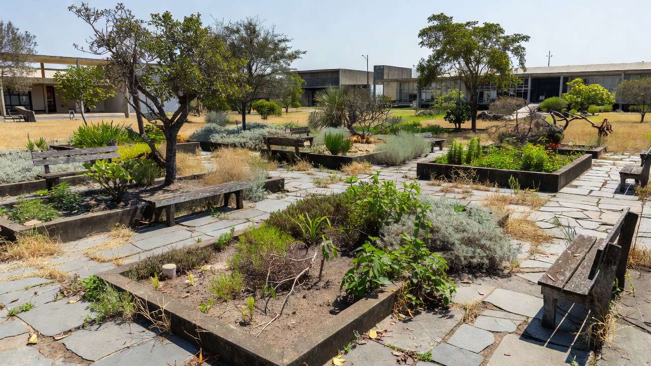 Jardim terapêutico em Brasília com implantação incompleta
