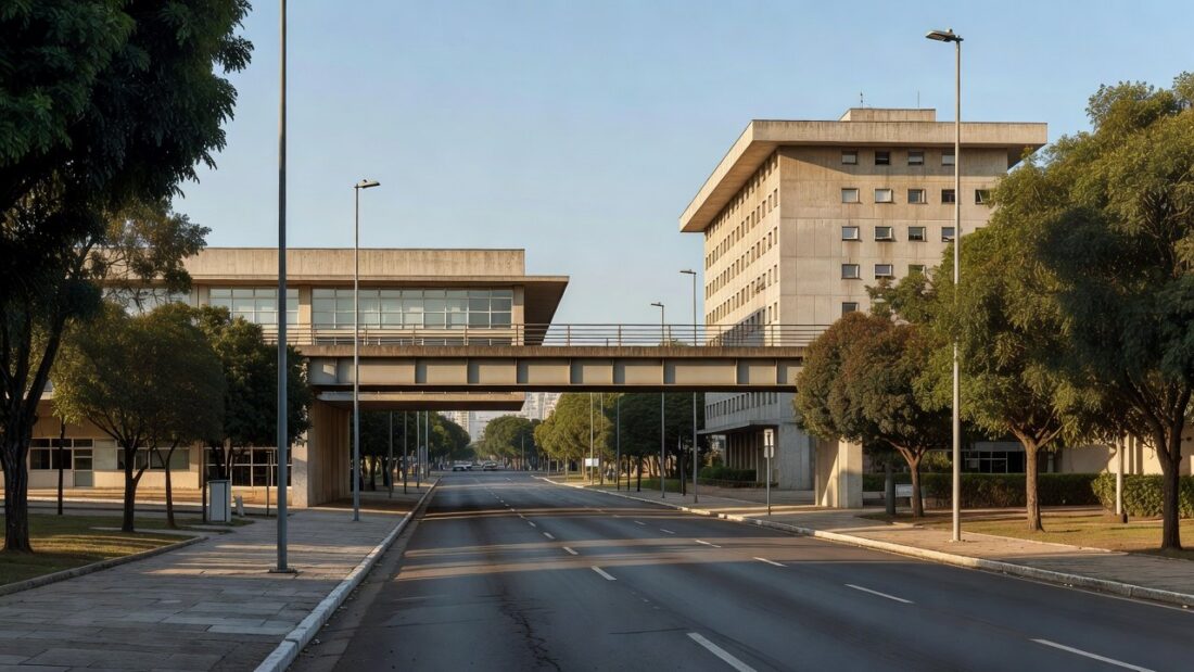 Faixa elevada em rua próxima a escola no Distrito Federal