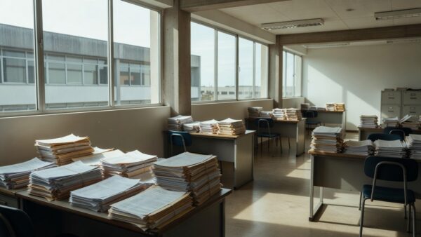 Sala de aula vazia em escola pública do DF sobre atraso na aposentadoria especial de professores
