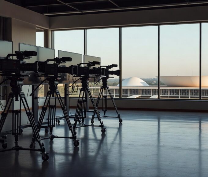 Televisão antiga com edição nostálgica da TV Câmara Distrital em Brasília