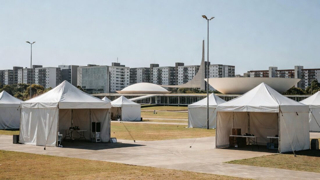 Postos de vacinação no Distrito Federal com tendas e estrutura de saúde