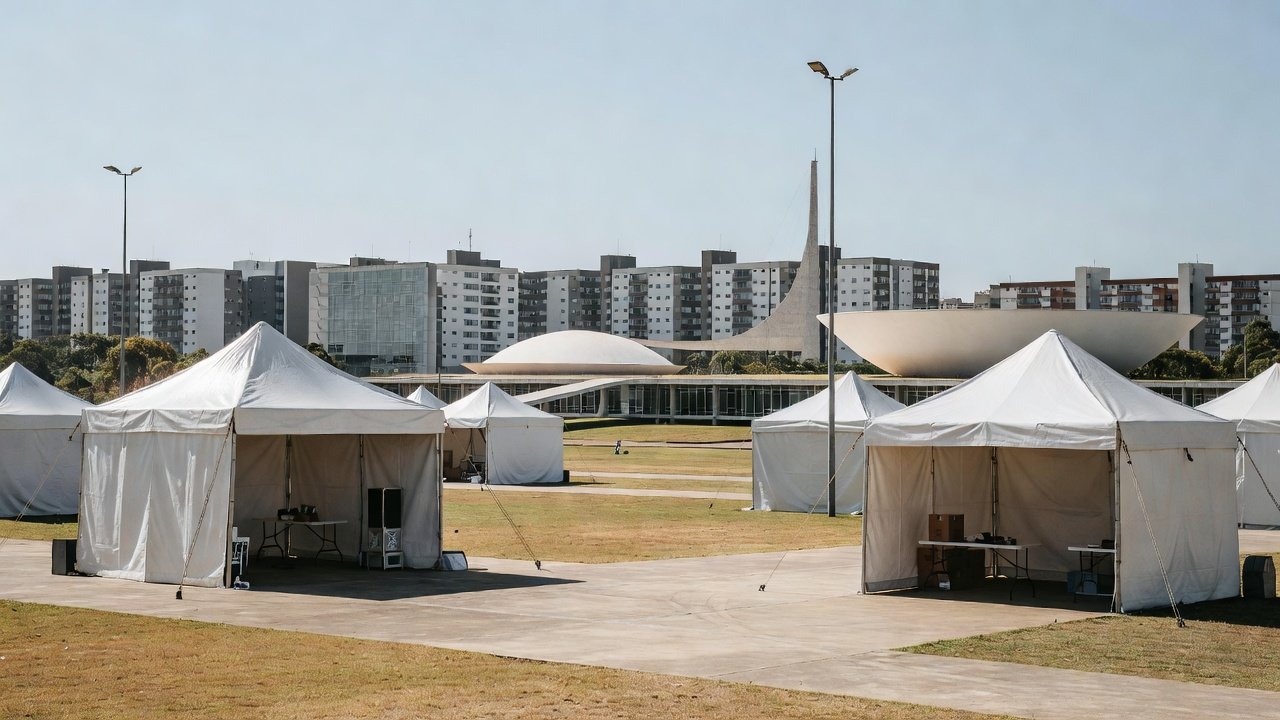 Postos de vacinação no Distrito Federal com tendas e estrutura de saúde
