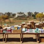 Ação social voluntária com doações em comunidade de Brasília